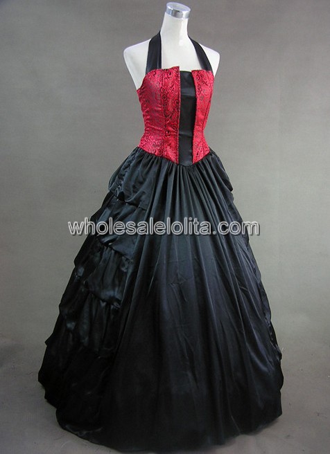 red and black themed party dress